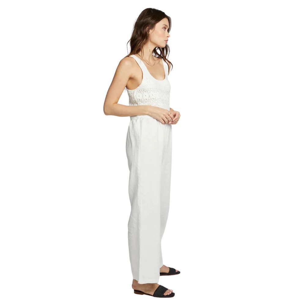 Saltwater Luxe Cora Linen Crochet Jumpsuit | Linen Wide Leg Boho Resort